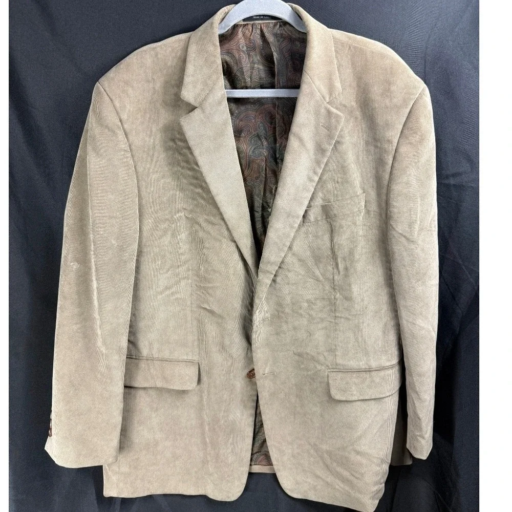 Lauren Ralph Lauren‎ Corduroy Blazer Jacket Tan Paisley Lined Mens